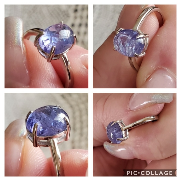 Genuine 2ct Tanzanite Cabochon Ring Size 8 - Picture 4 of 7